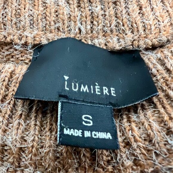 Lumiere Crew Neck Long Tiered Sleeve Sweater Rust/Gray Size Small Pullover - Picture 8 of 9